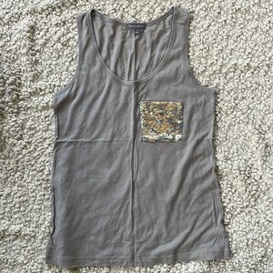 Tinley road dive gray tank with sequin pocket